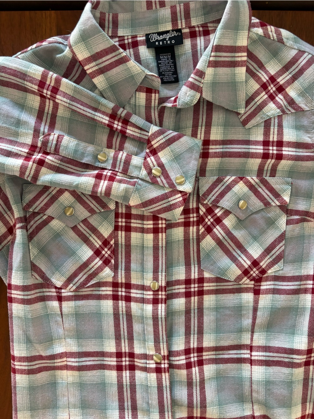 Wrangler Retro Yellow Long Sleeve Snap Flannel Shirt - Size Medium